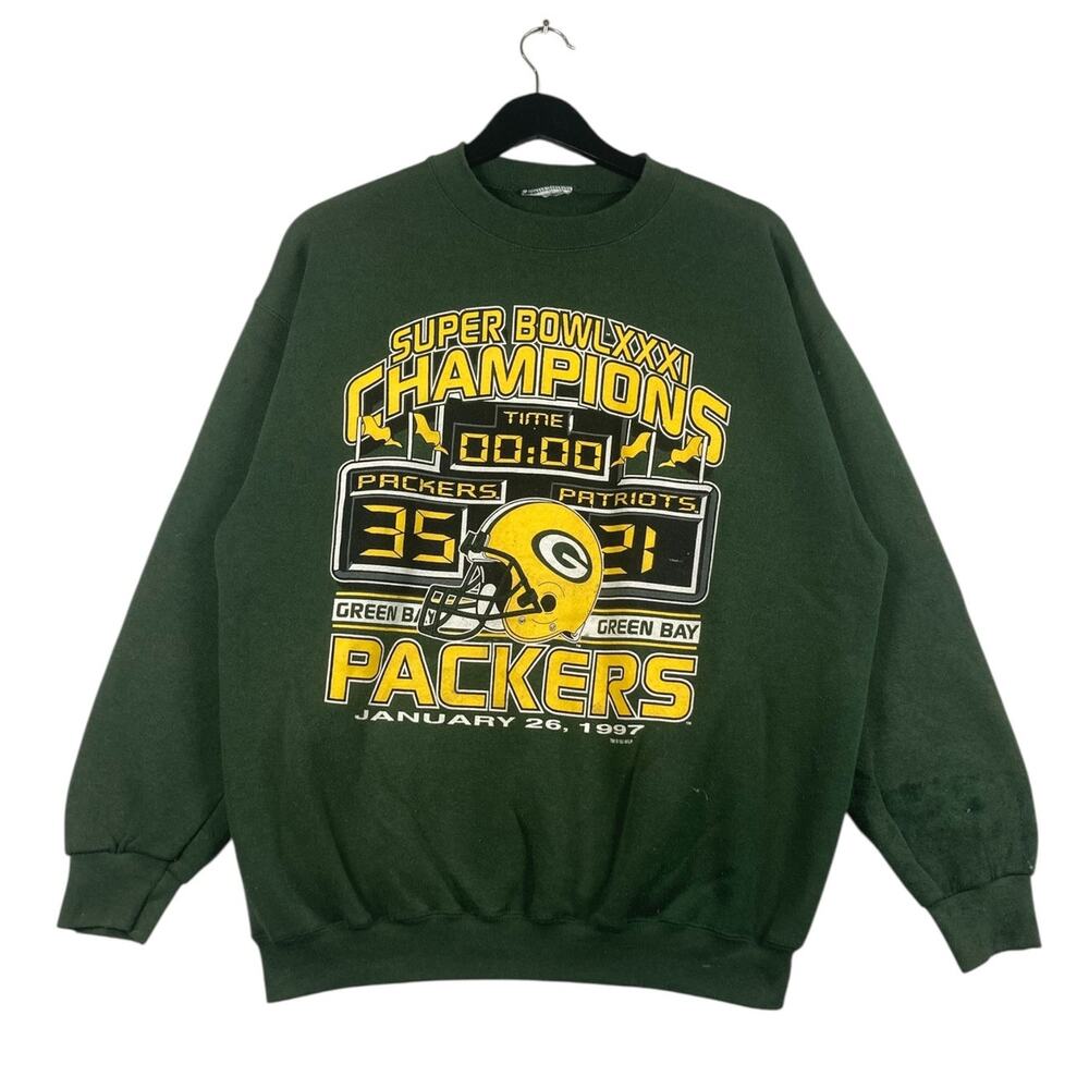 Vintage Green Bay Packers Super Bowl XXXI NFL Crewneck Green Mens Large